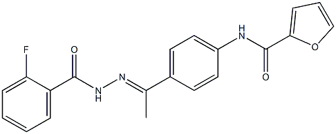 N-[4-[(E)-N-[(2-fluorobenzoyl)amino]-C-methylcarbonimidoyl]phenyl]furan-2-carboxamide Structure