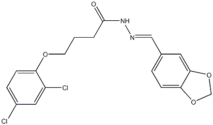 N-[(E)-1,3-benzodioxol-5-ylmethylideneamino]-4-(2,4-dichlorophenoxy)butanamide Structure