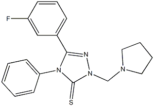 5-(3-fluorophenyl)-4-phenyl-2-(pyrrolidin-1-ylmethyl)-1,2,4-triazole-3-thione 化学構造式