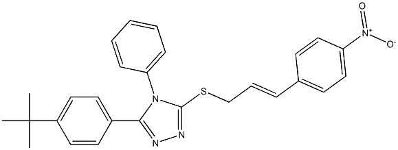 3-(4-tert-butylphenyl)-5-[(E)-3-(4-nitrophenyl)prop-2-enyl]sulfanyl-4-phenyl-1,2,4-triazole Struktur