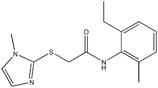 N-(2-ethyl-6-methylphenyl)-2-(1-methylimidazol-2-yl)sulfanylacetamide 结构式