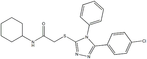 2-[[5-(4-chlorophenyl)-4-phenyl-1,2,4-triazol-3-yl]sulfanyl]-N-cyclohexylacetamide 化学構造式