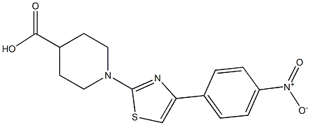 1-[4-(4-nitrophenyl)-1,3-thiazol-2-yl]piperidine-4-carboxylic acid Struktur