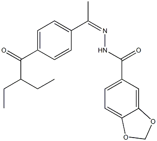 N-[(Z)-1-[4-(2-ethylbutanoyl)phenyl]ethylideneamino]-1,3-benzodioxole-5-carboxamide 化学構造式