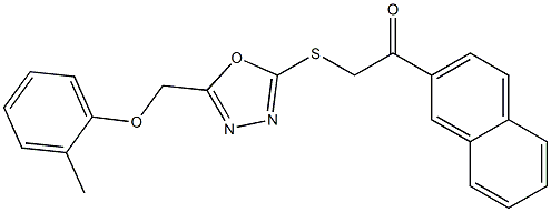 2-[[5-[(2-methylphenoxy)methyl]-1,3,4-oxadiazol-2-yl]sulfanyl]-1-naphthalen-2-ylethanone Struktur