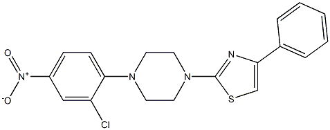 2-[4-(2-chloro-4-nitrophenyl)piperazin-1-yl]-4-phenyl-1,3-thiazole 化学構造式