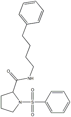 1-(benzenesulfonyl)-N-(4-phenylbutyl)pyrrolidine-2-carboxamide Struktur