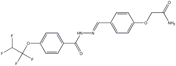 N-[(E)-[4-(2-amino-2-oxoethoxy)phenyl]methylideneamino]-4-(1,1,2,2-tetrafluoroethoxy)benzamide 化学構造式