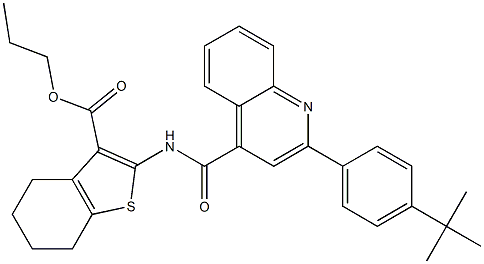 propyl 2-[[2-(4-tert-butylphenyl)quinoline-4-carbonyl]amino]-4,5,6,7-tetrahydro-1-benzothiophene-3-carboxylate Struktur