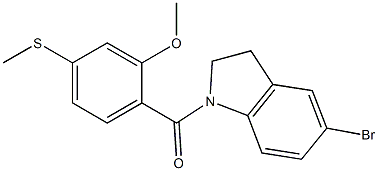 (5-bromo-2,3-dihydroindol-1-yl)-(2-methoxy-4-methylsulfanylphenyl)methanone 化学構造式