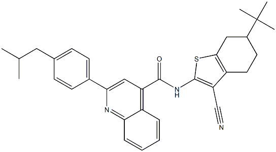 N-(6-tert-butyl-3-cyano-4,5,6,7-tetrahydro-1-benzothiophen-2-yl)-2-[4-(2-methylpropyl)phenyl]quinoline-4-carboxamide Structure