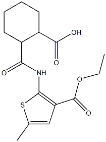 2-[(3-ethoxycarbonyl-5-methylthiophen-2-yl)carbamoyl]cyclohexane-1-carboxylic acid 化学構造式