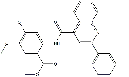 methyl 4,5-dimethoxy-2-[[2-(3-methylphenyl)quinoline-4-carbonyl]amino]benzoate 化学構造式