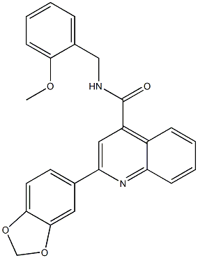 2-(1,3-benzodioxol-5-yl)-N-[(2-methoxyphenyl)methyl]quinoline-4-carboxamide 化学構造式