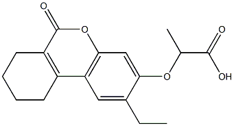 2-[(2-ethyl-6-oxo-7,8,9,10-tetrahydrobenzo[c]chromen-3-yl)oxy]propanoic acid 化学構造式