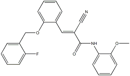 (E)-2-cyano-3-[2-[(2-fluorophenyl)methoxy]phenyl]-N-(2-methoxyphenyl)prop-2-enamide Struktur