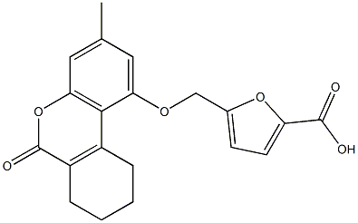 5-[(3-methyl-6-oxo-7,8,9,10-tetrahydrobenzo[c]chromen-1-yl)oxymethyl]furan-2-carboxylic acid,,结构式