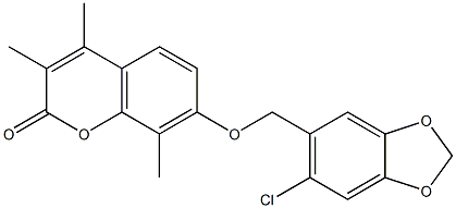 7-[(6-chloro-1,3-benzodioxol-5-yl)methoxy]-3,4,8-trimethylchromen-2-one Structure