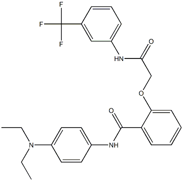 N-[4-(diethylamino)phenyl]-2-[2-oxo-2-[3-(trifluoromethyl)anilino]ethoxy]benzamide Struktur