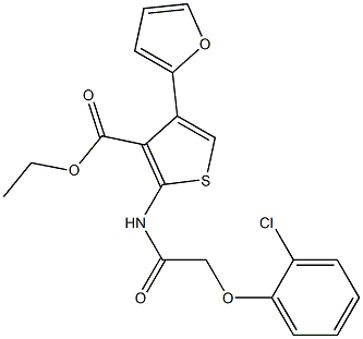 ethyl 2-[[2-(2-chlorophenoxy)acetyl]amino]-4-(furan-2-yl)thiophene-3-carboxylate,,结构式