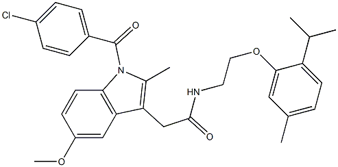  2-[1-(4-chlorobenzoyl)-5-methoxy-2-methylindol-3-yl]-N-[2-(5-methyl-2-propan-2-ylphenoxy)ethyl]acetamide