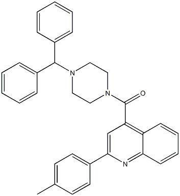 (4-benzhydrylpiperazin-1-yl)-[2-(4-methylphenyl)quinolin-4-yl]methanone Structure