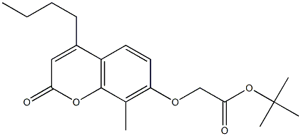 tert-butyl 2-(4-butyl-8-methyl-2-oxochromen-7-yl)oxyacetate 化学構造式