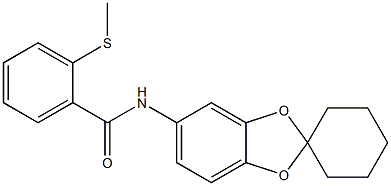 2-methylsulfanyl-N-spiro[1,3-benzodioxole-2,1'-cyclohexane]-5-ylbenzamide Struktur