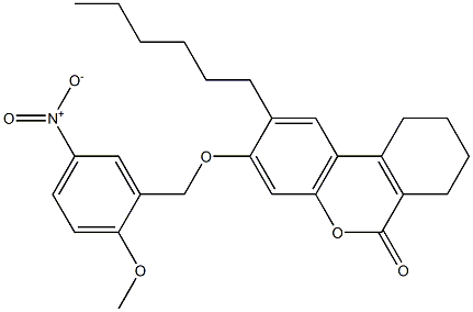 2-hexyl-3-[(2-methoxy-5-nitrophenyl)methoxy]-7,8,9,10-tetrahydrobenzo[c]chromen-6-one Structure