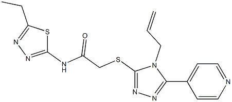 N-(5-ethyl-1,3,4-thiadiazol-2-yl)-2-[(4-prop-2-enyl-5-pyridin-4-yl-1,2,4-triazol-3-yl)sulfanyl]acetamide 化学構造式