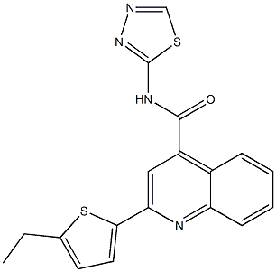 2-(5-ethylthiophen-2-yl)-N-(1,3,4-thiadiazol-2-yl)quinoline-4-carboxamide 结构式