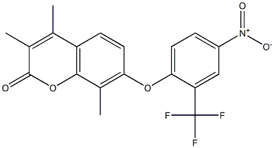 3,4,8-trimethyl-7-[4-nitro-2-(trifluoromethyl)phenoxy]chromen-2-one Structure