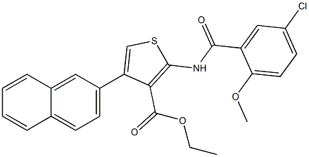 ethyl 2-[(5-chloro-2-methoxybenzoyl)amino]-4-naphthalen-2-ylthiophene-3-carboxylate,,结构式