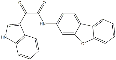 N-dibenzofuran-3-yl-2-(1H-indol-3-yl)-2-oxoacetamide 化学構造式