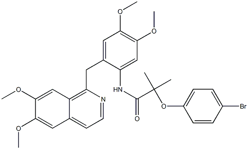 2-(4-bromophenoxy)-N-[2-[(6,7-dimethoxyisoquinolin-1-yl)methyl]-4,5-dimethoxyphenyl]-2-methylpropanamide 结构式