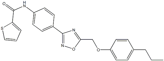 N-[4-[5-[(4-propylphenoxy)methyl]-1,2,4-oxadiazol-3-yl]phenyl]thiophene-2-carboxamide Struktur