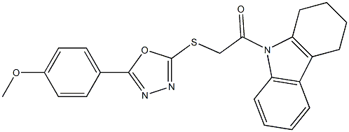 2-[[5-(4-methoxyphenyl)-1,3,4-oxadiazol-2-yl]sulfanyl]-1-(1,2,3,4-tetrahydrocarbazol-9-yl)ethanone 化学構造式