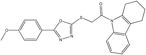 2-[[5-(4-methoxyphenyl)-1,3,4-oxadiazol-2-yl]sulfanyl]-1-(1,2,3,4-tetrahydrocarbazol-9-yl)ethanone Struktur