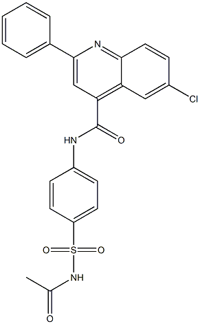 N-[4-(acetylsulfamoyl)phenyl]-6-chloro-2-phenylquinoline-4-carboxamide Struktur