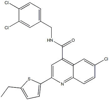 6-chloro-N-[(3,4-dichlorophenyl)methyl]-2-(5-ethylthiophen-2-yl)quinoline-4-carboxamide 化学構造式