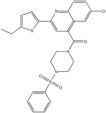 [4-(benzenesulfonyl)piperazin-1-yl]-[6-chloro-2-(5-ethylthiophen-2-yl)quinolin-4-yl]methanone Struktur