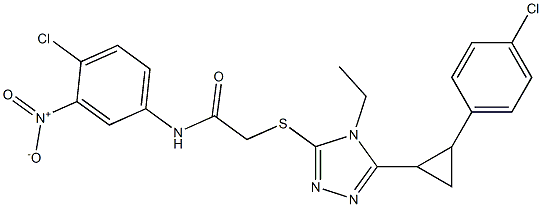 N-(4-chloro-3-nitrophenyl)-2-[[5-[2-(4-chlorophenyl)cyclopropyl]-4-ethyl-1,2,4-triazol-3-yl]sulfanyl]acetamide Structure