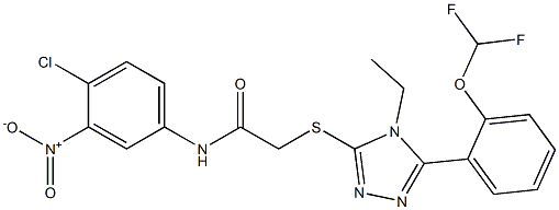 N-(4-chloro-3-nitrophenyl)-2-[[5-[2-(difluoromethoxy)phenyl]-4-ethyl-1,2,4-triazol-3-yl]sulfanyl]acetamide Structure