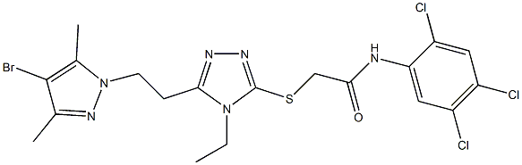 2-[[5-[2-(4-bromo-3,5-dimethylpyrazol-1-yl)ethyl]-4-ethyl-1,2,4-triazol-3-yl]sulfanyl]-N-(2,4,5-trichlorophenyl)acetamide 结构式