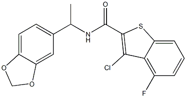 N-[1-(1,3-benzodioxol-5-yl)ethyl]-3-chloro-4-fluoro-1-benzothiophene-2-carboxamide Structure