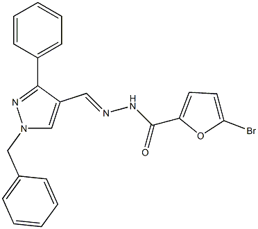 N-[(E)-(1-benzyl-3-phenylpyrazol-4-yl)methylideneamino]-5-bromofuran-2-carboxamide Structure