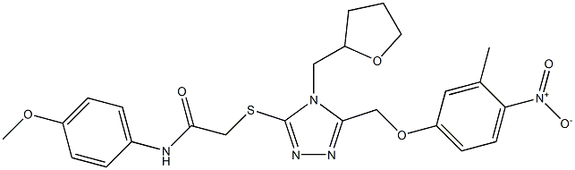 N-(4-methoxyphenyl)-2-[[5-[(3-methyl-4-nitrophenoxy)methyl]-4-(oxolan-2-ylmethyl)-1,2,4-triazol-3-yl]sulfanyl]acetamide Structure