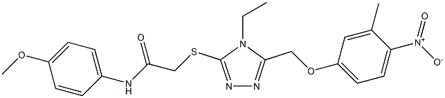 2-[[4-ethyl-5-[(3-methyl-4-nitrophenoxy)methyl]-1,2,4-triazol-3-yl]sulfanyl]-N-(4-methoxyphenyl)acetamide Structure