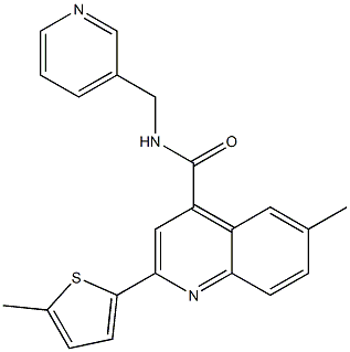 6-methyl-2-(5-methylthiophen-2-yl)-N-(pyridin-3-ylmethyl)quinoline-4-carboxamide 化学構造式