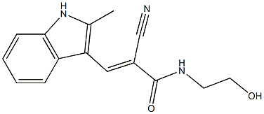 (E)-2-cyano-N-(2-hydroxyethyl)-3-(2-methyl-1H-indol-3-yl)prop-2-enamide Structure